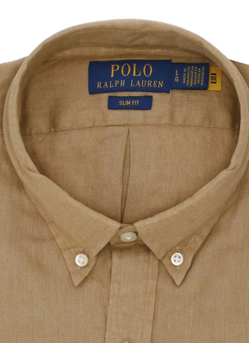 Polo Ralph Lauren Beige Pony Embroidered Linen Shirt
