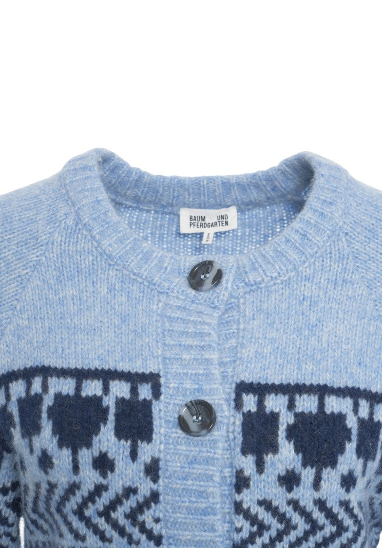 Baum Und Pferdgarten Knitted Cardigan With Unique Hem And Patterned Design