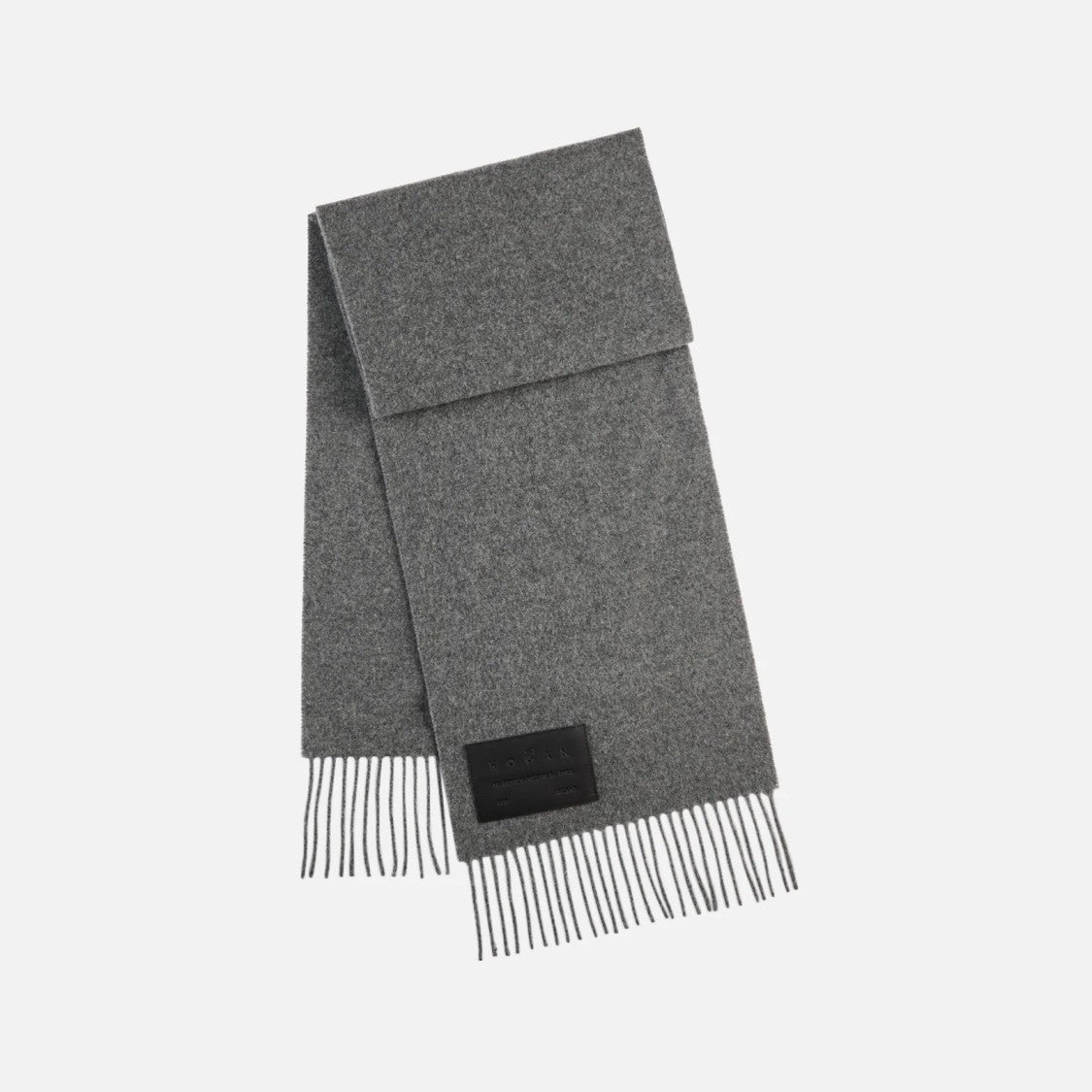 Hogan Fringed Grey Wool And Cashmere Scarf