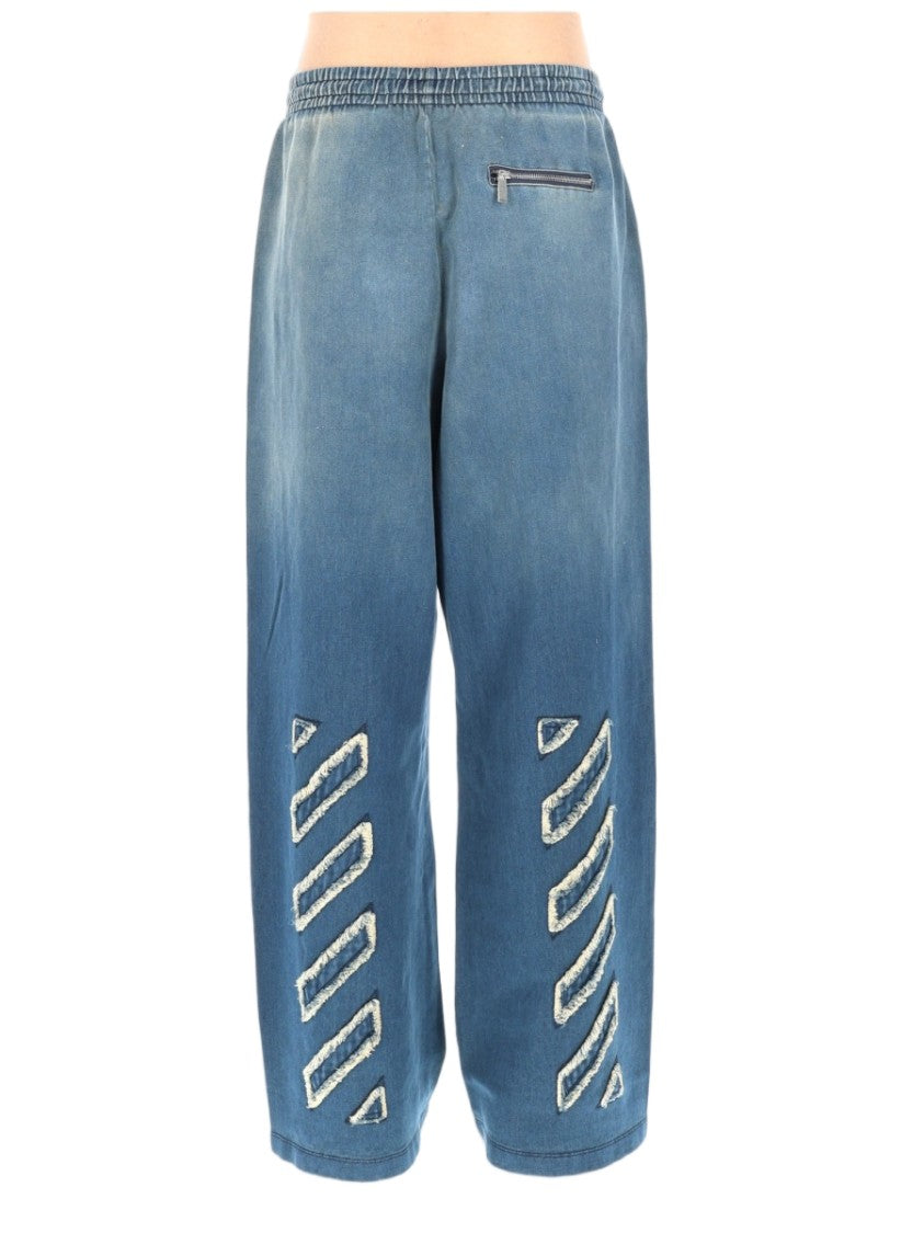 Off-White Distress Diag Slouchy Cotton-Blend Pants