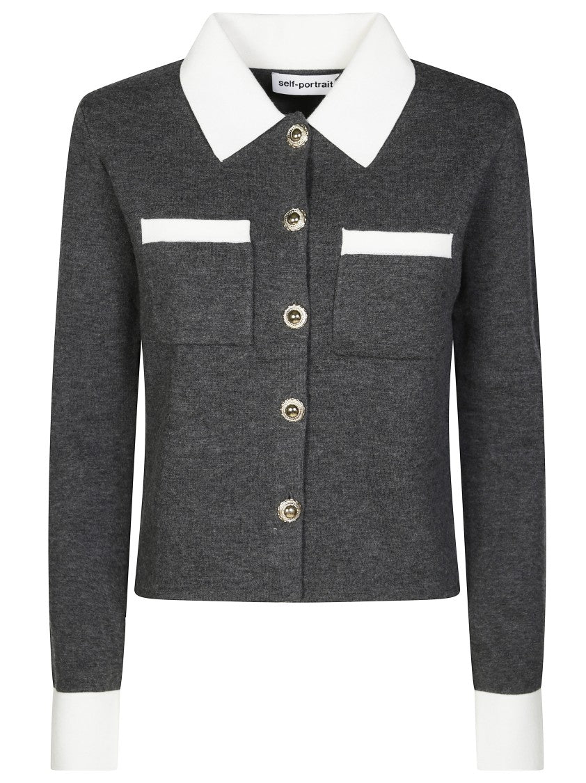 Self-Portrait Plain Knit Cardigan