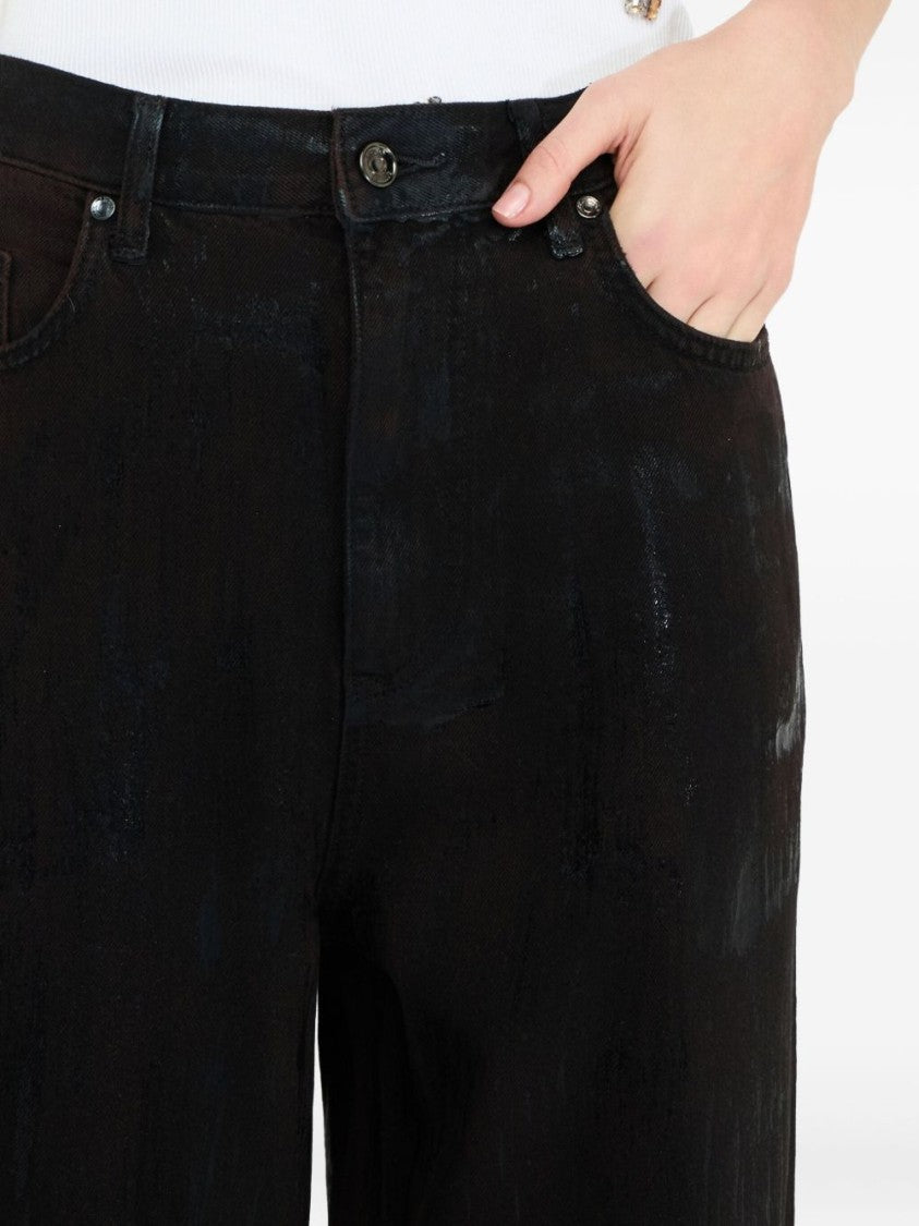 Liu Jo Wide-Leg Brown Jeans With Glossy Finish