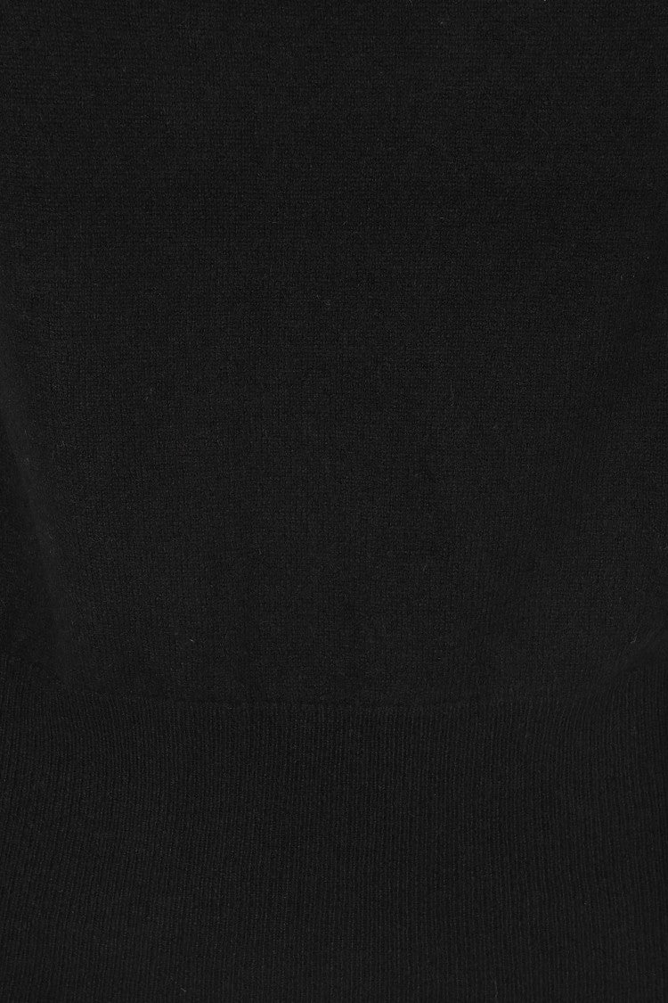 Semi Couture Short-Sleeved Black Angelica Sweater With Ribbed Trim