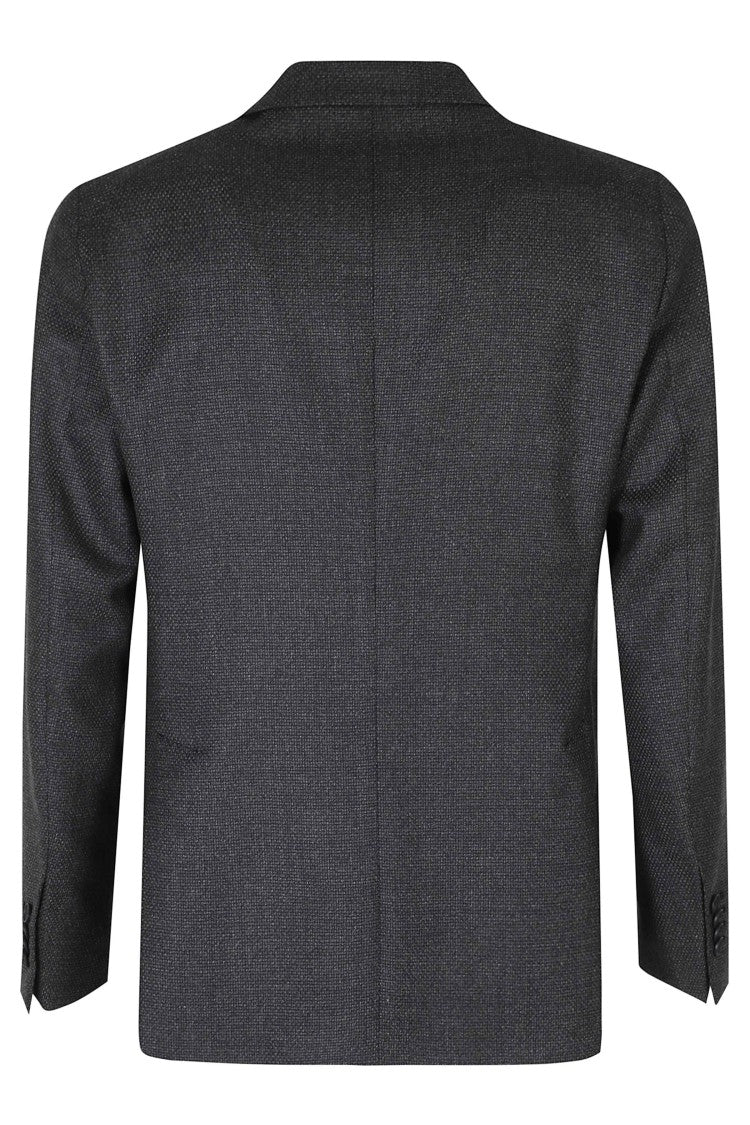 Tagliatore Gray Single-Breasted Textured Finish Wool Blazer