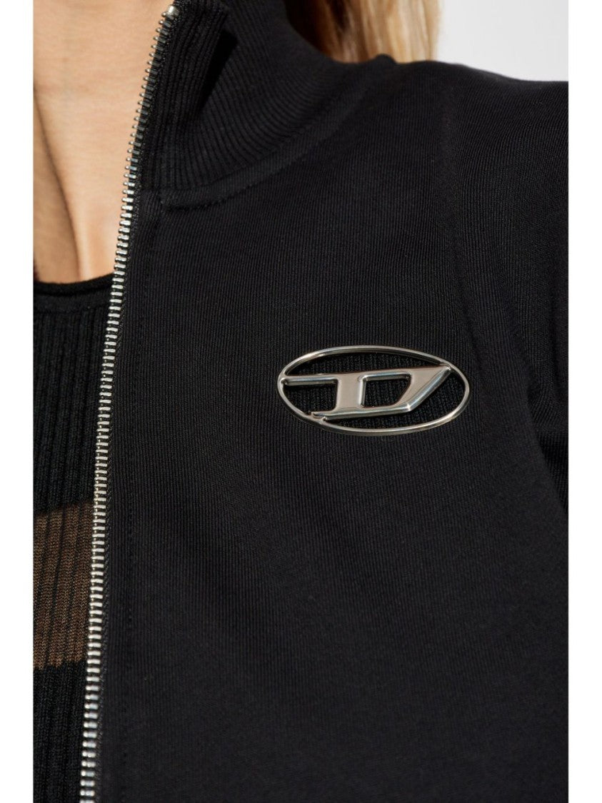 Diesel Fitted Black Sweatshirt With High Collar