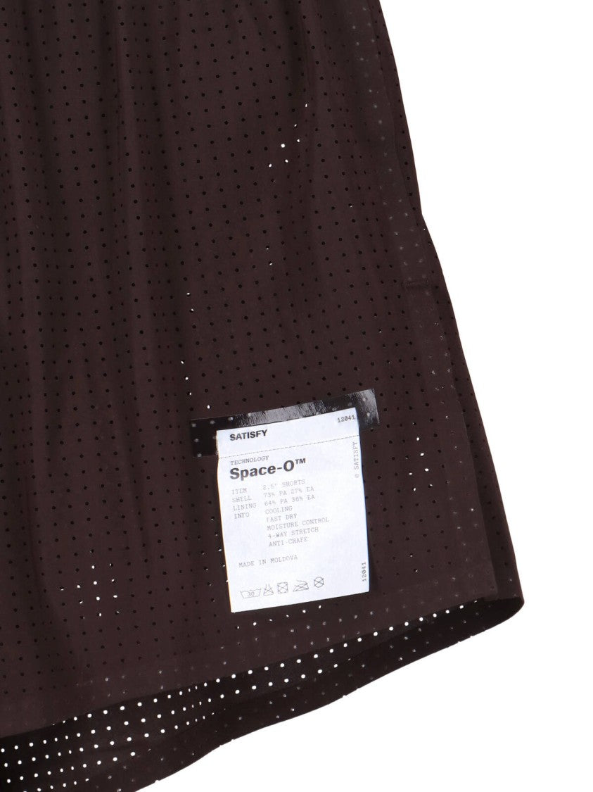 Satisfy Brown Space-O Technical Perforated Shorts