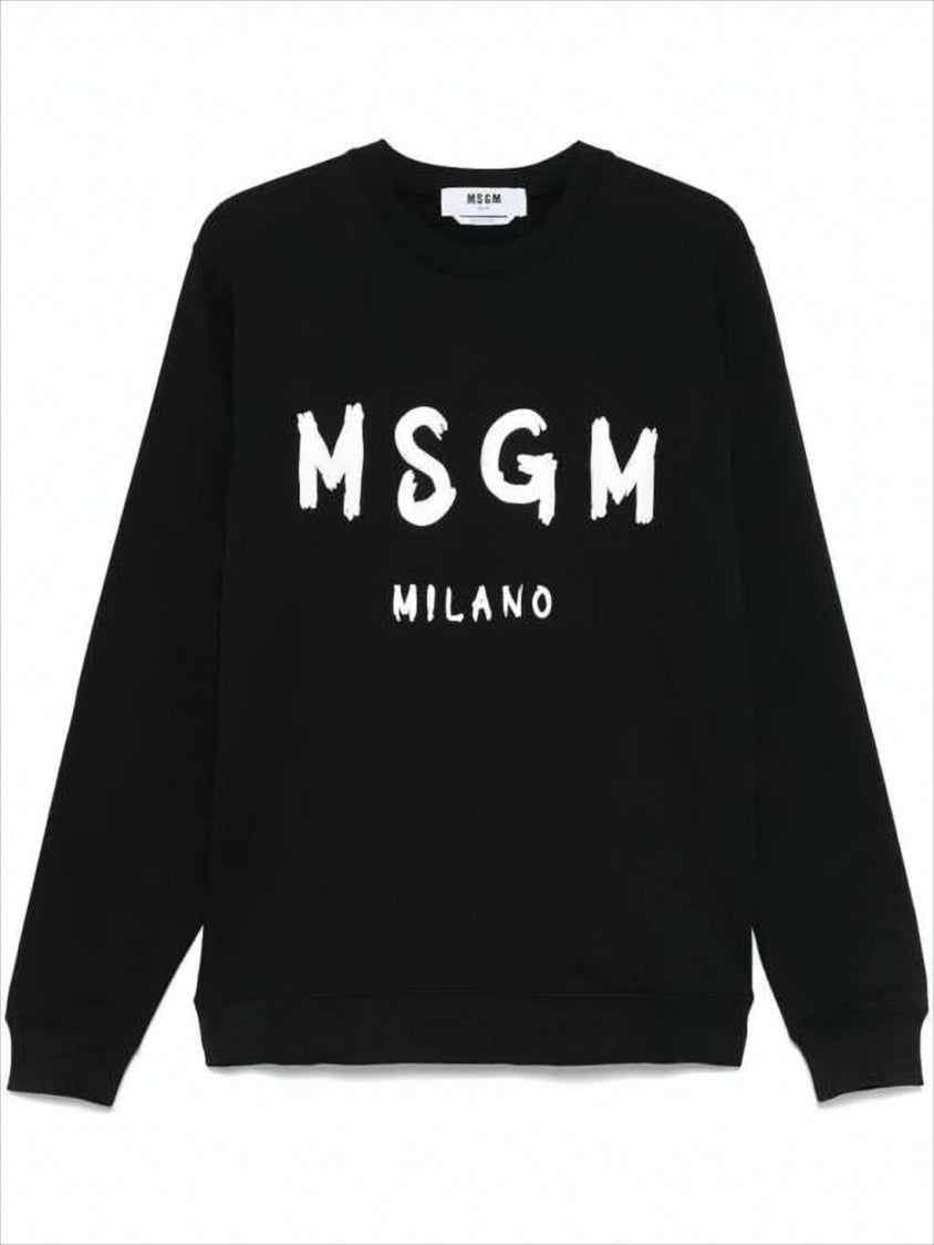 Msgm Black Long-Sleeve Sweatshirt With Bold Graphic Design