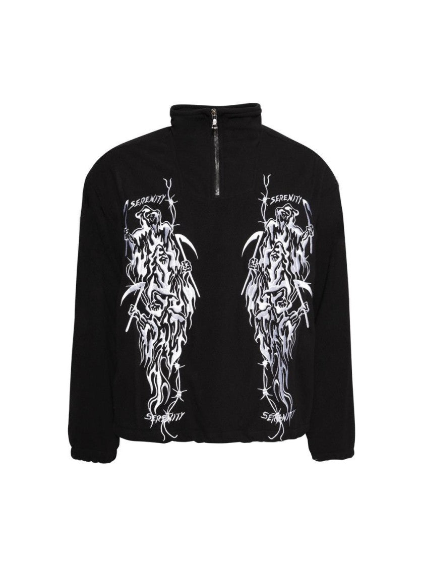 Warren Lotas Embroidered Japanese Polar Fleece - Black