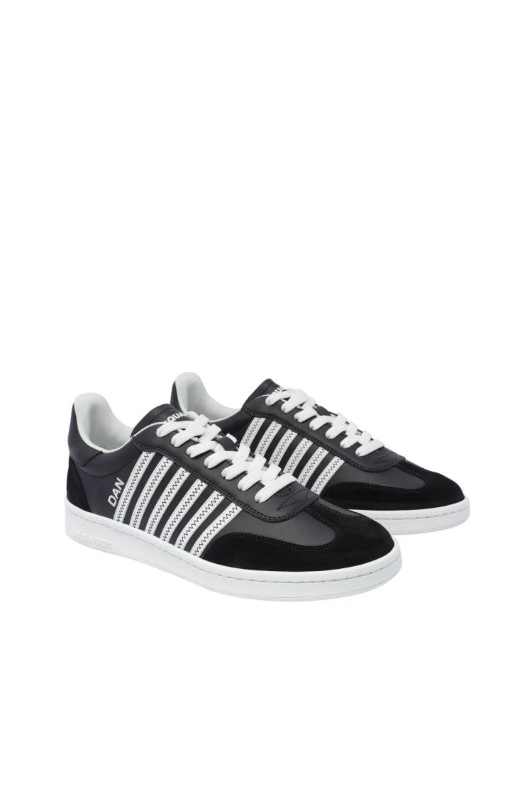 Dsquared2 Black Dan Striped Leather Sneakers