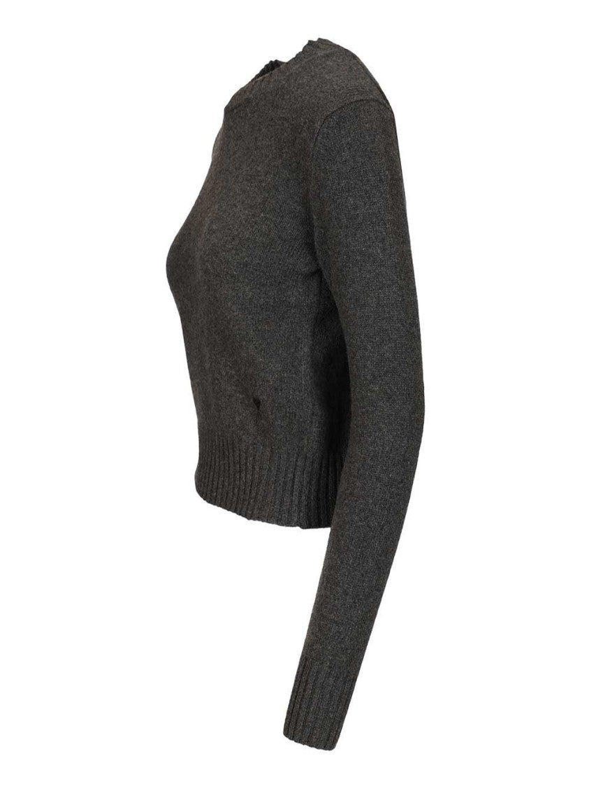 Ami Paris Fine Knit Cashmere Sweater With Classic Crew Neckline