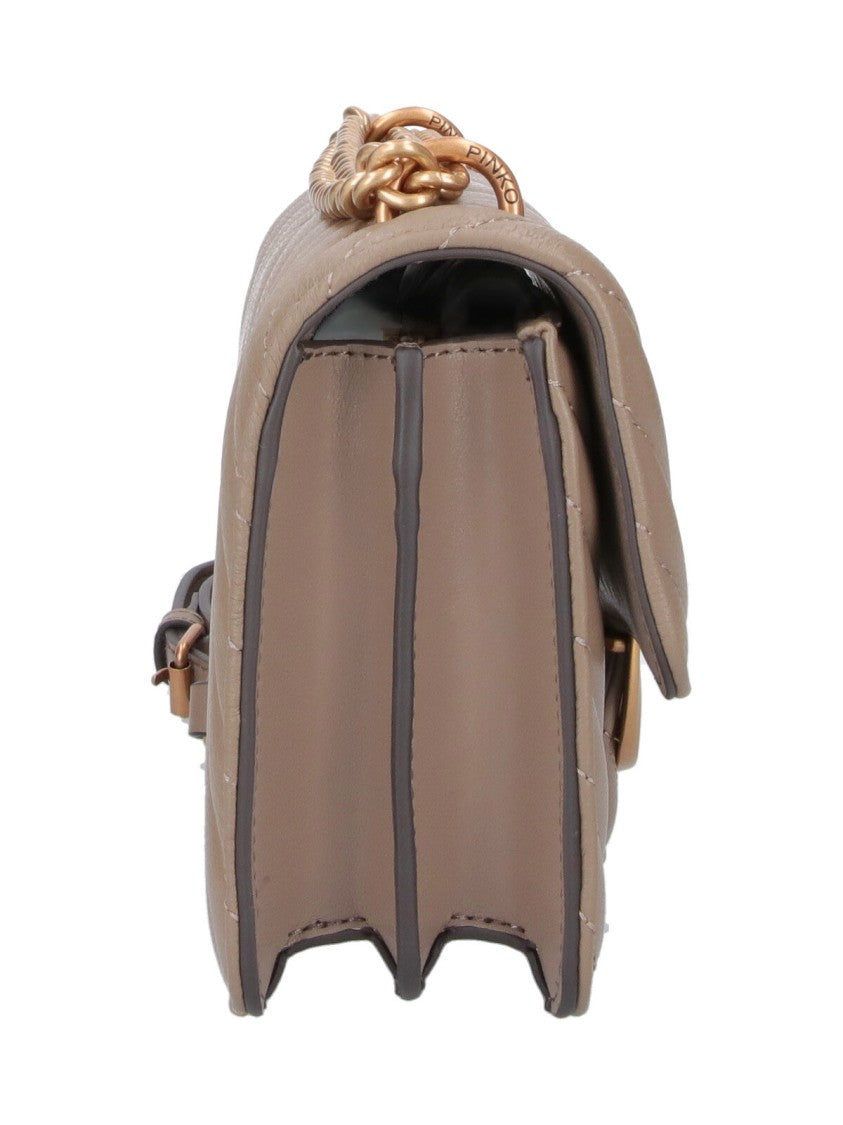 Pinko Grey Quilted Leather Love Bag One Shoulder Bag