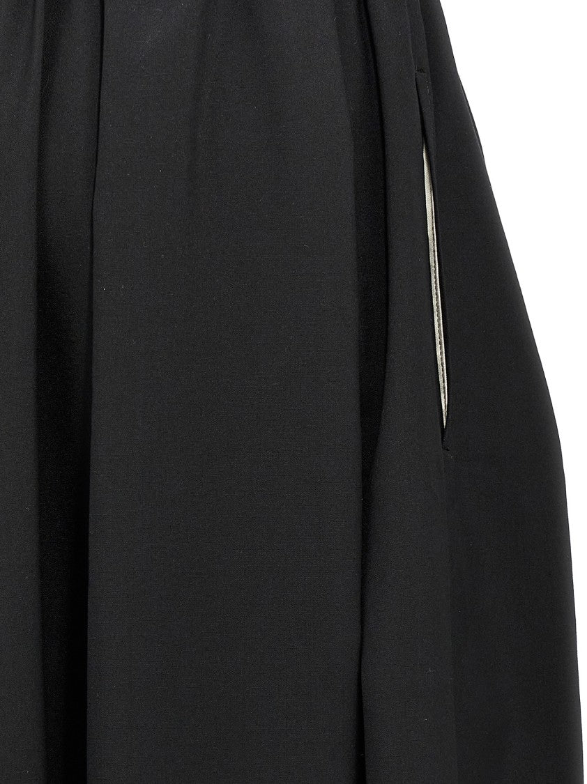 Comme Des Garçons Extra Wide Leg Wool Trousers With Elastic Waistband