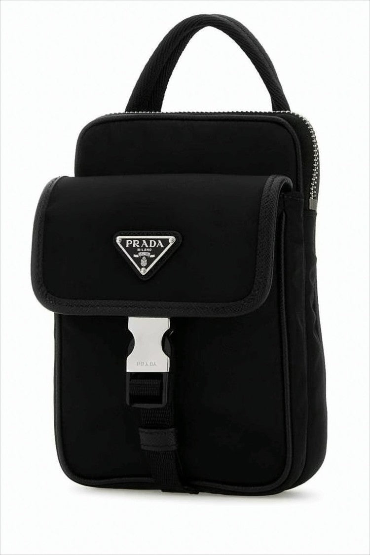 Prada Compact Square Tote Bag With Silver-Tone Buckle