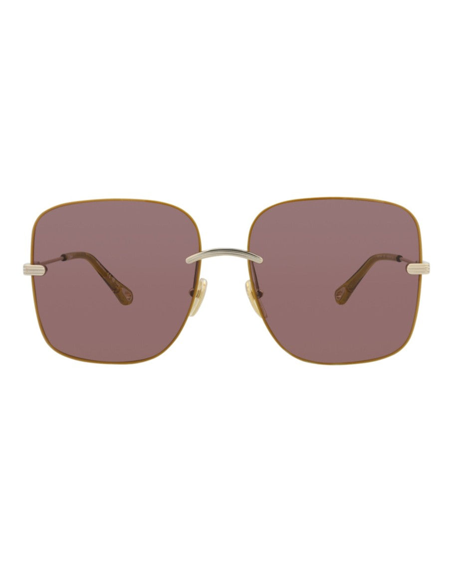 Chloé Square-Frame Metal Sunglasses With Comfortable Nose Pads