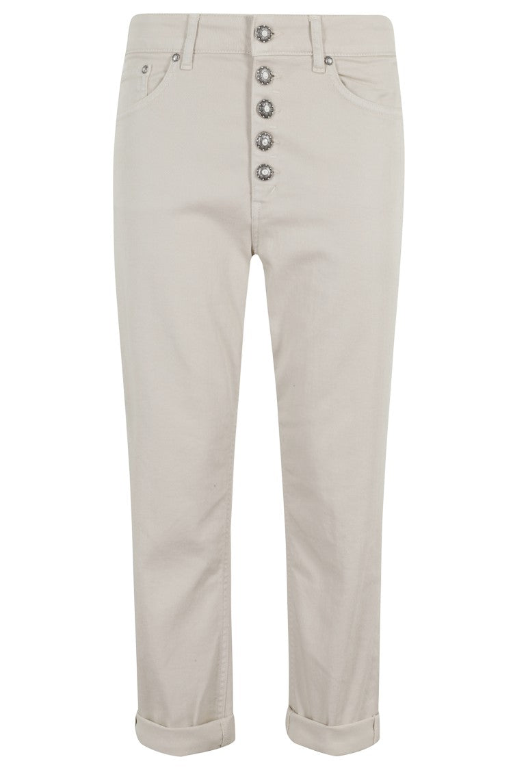 Dondup Cropped Jeans With Decorative Jewel Button Closure