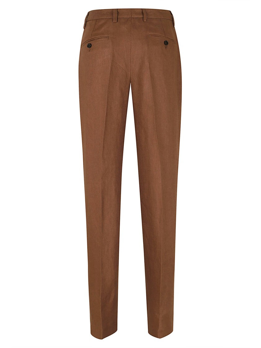 Lardini Tailored Linen Trousers With Straight-Leg Silhouette And Pockets