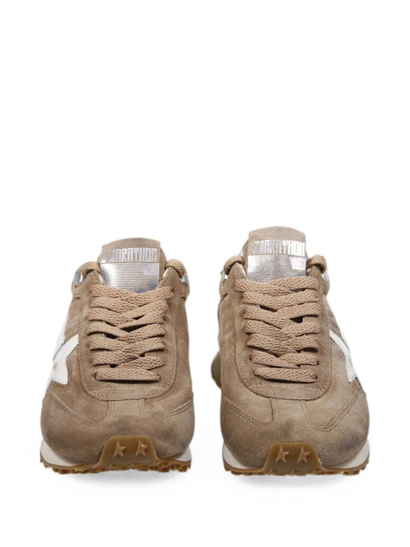 Golden Goose Taupe Suede Star Lightning Bolt Sneakers