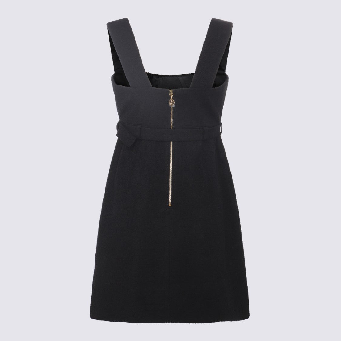 Patou Sleeveless Mini Dress With Belted Waist And Square Neckline