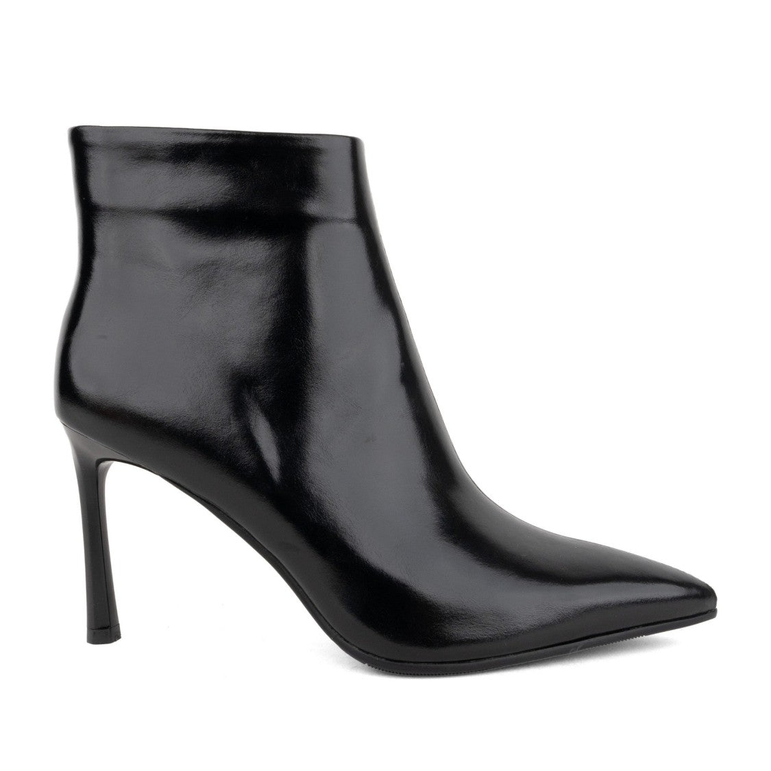 Linda Baumann Black High-Heeled Polished Leather Ankle Boots