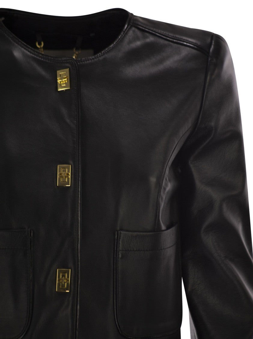 Elisabetta Franchi Leather Jacket With Vinyl Details