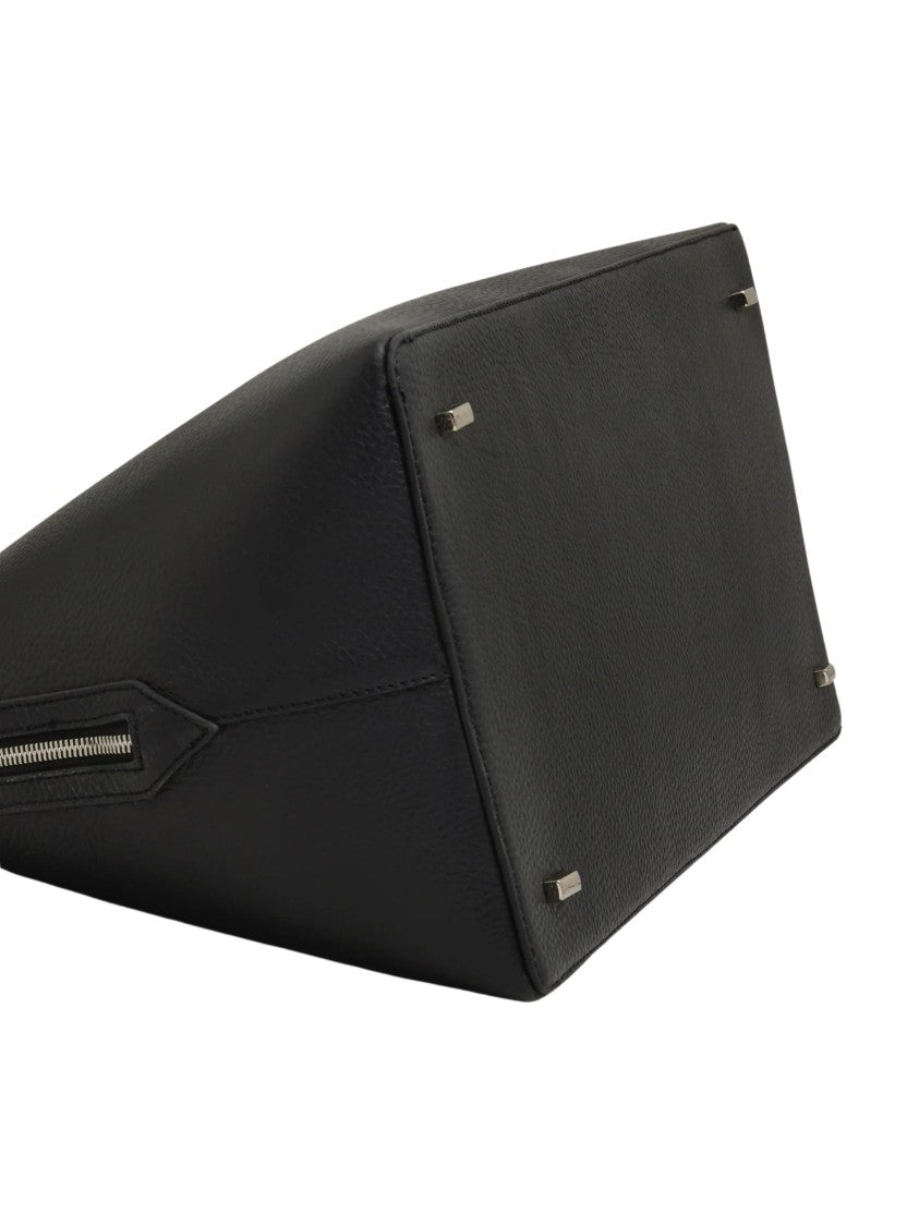 A.Emery Black Silver Hardware Leather Shoulder Bag