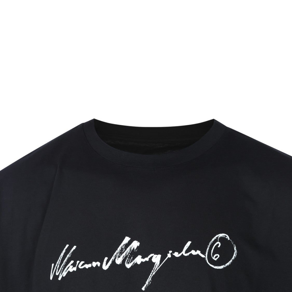 Mm6 By Maison Margiela Black Handwritten Logo Cotton T-Shirt
