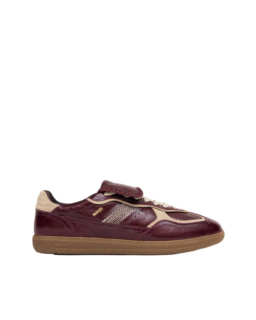 Alohas Low-Profile Burgundy Leather Sneakers With Signature Logo