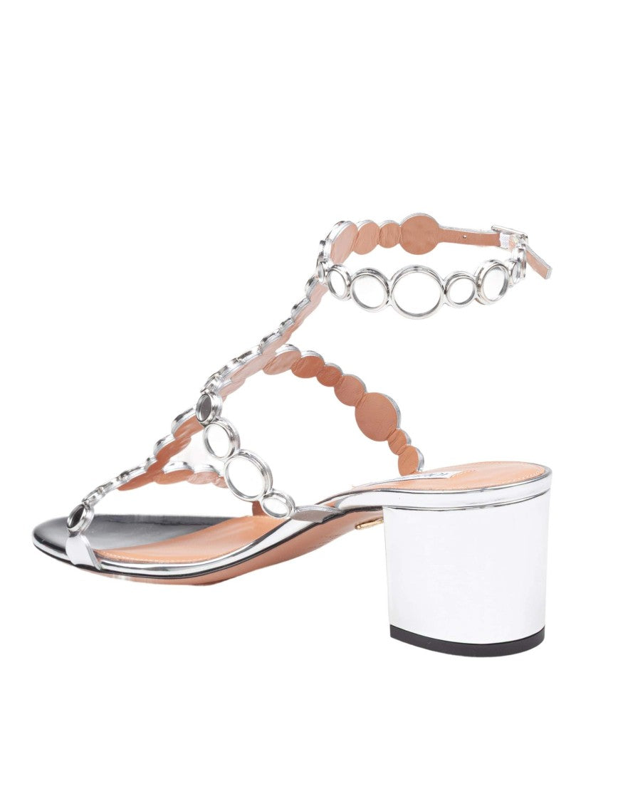 Aquazzura Aquazzurra Sandal 50 In Mirror Leather, Color Silver