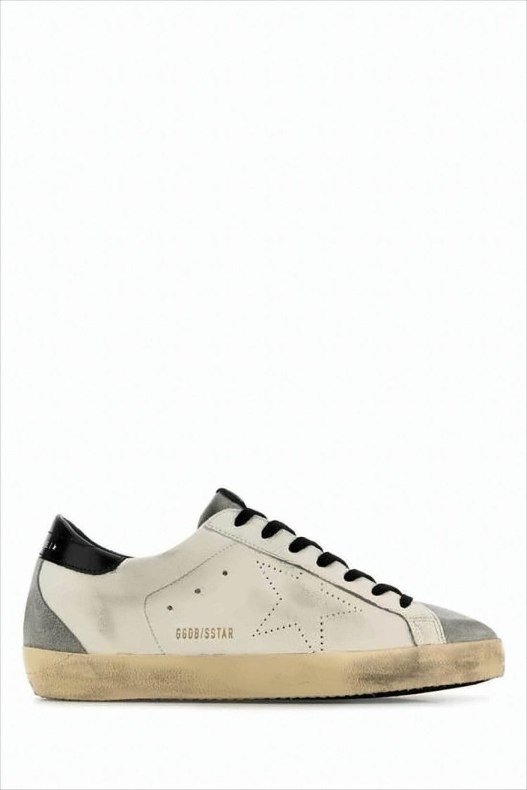Golden Goose Distressed White Leather Low-Top Sneakers With Suede Accents