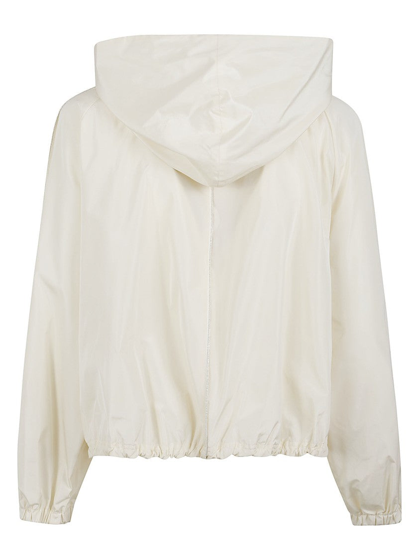 Fabiana Filippi Cropped White Coat With Minimalist Design And Hood
