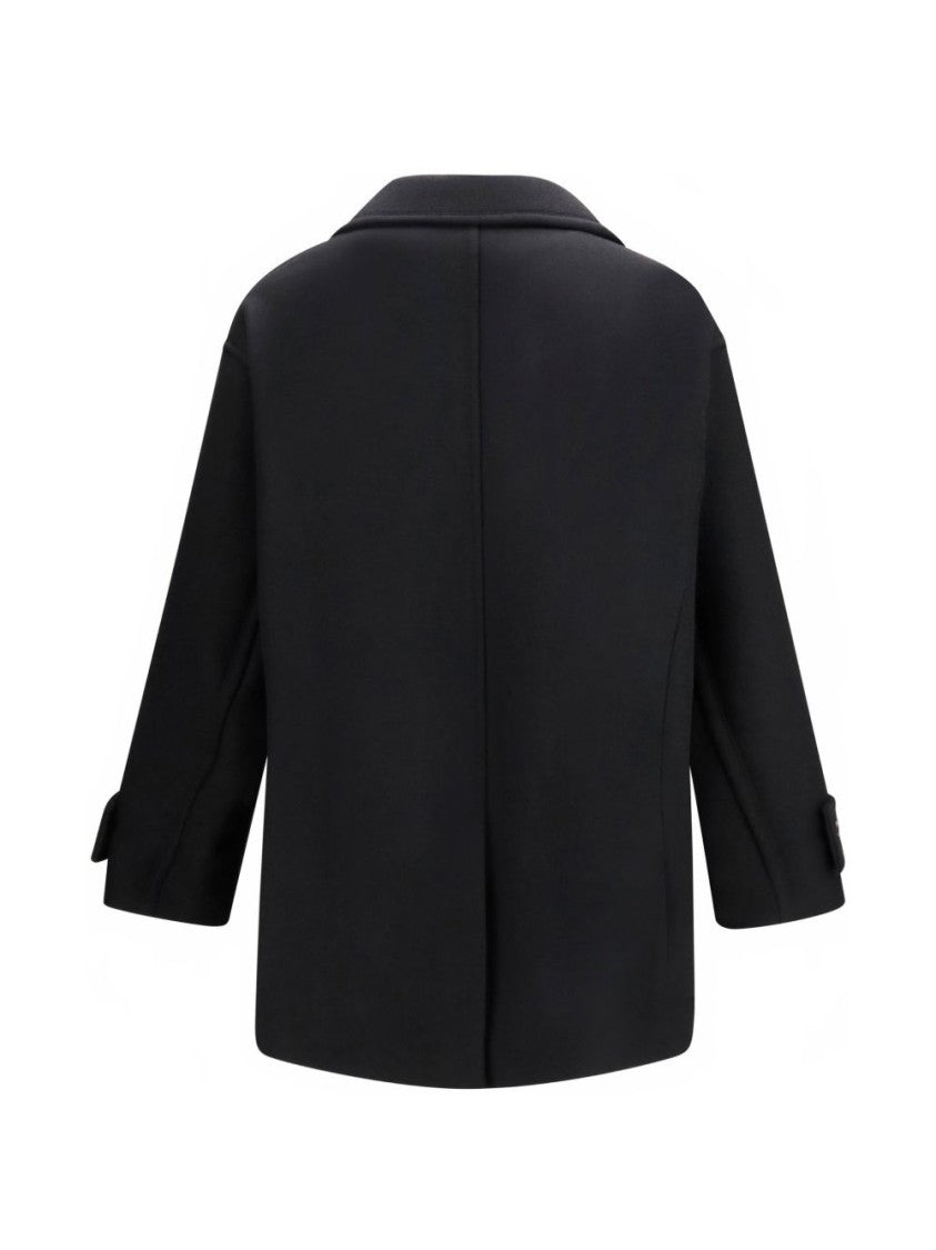 Ami Paris Double-Breasted Structured Silk-Nylon Wide-Lapel Coat
