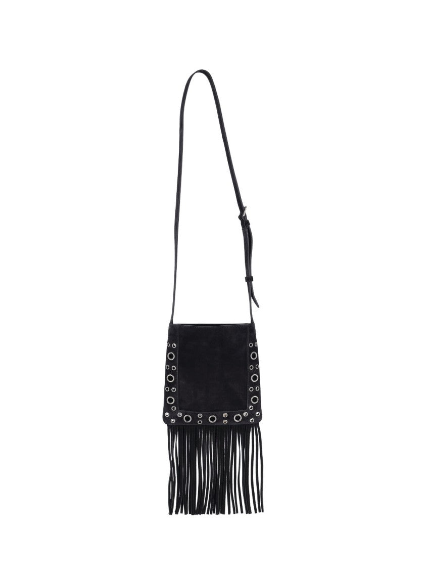 Valentino Garavani Nellcote Brown Calfskin Suede Fringe Small Shoulder Bag