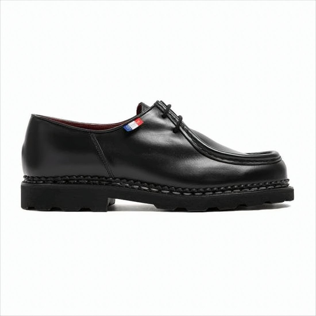Paraboot Black Leather Loafers With Moc Toe Design