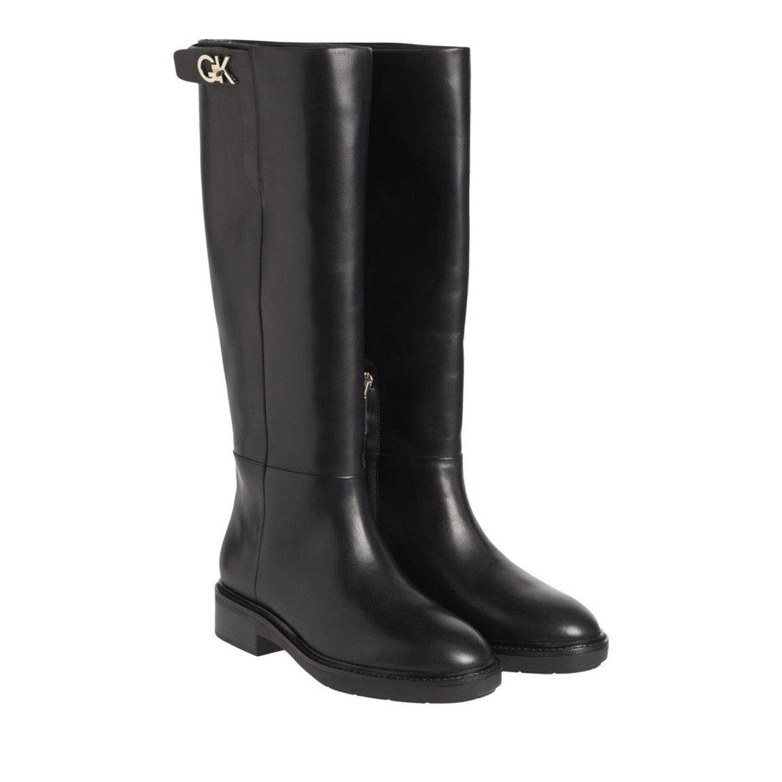 Calvin Klein Black Minimalistic Smooth Leather Boots