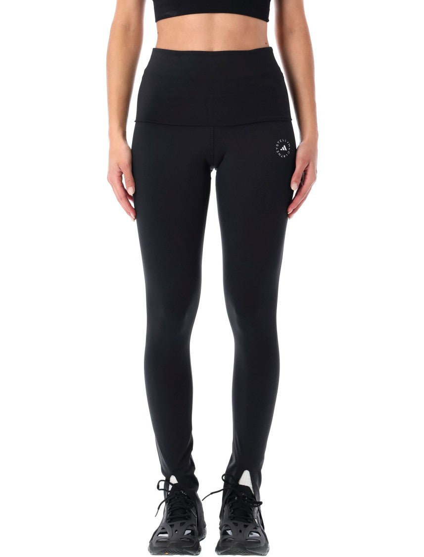 Adidas By Stella Mccartney Body-Hugging Active Leggings With Roll-Top Waistband