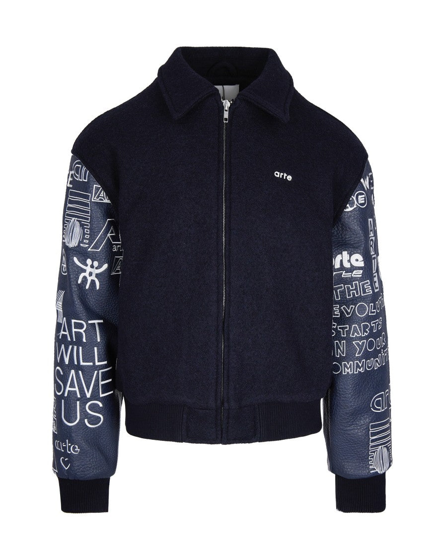 Arte Antwerp Graffiti Jacket In Varsity Navy