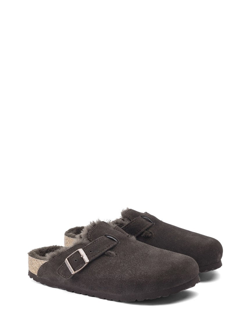 Birkenstock Mocca Suede Slip-On Shearling Flat Shoes