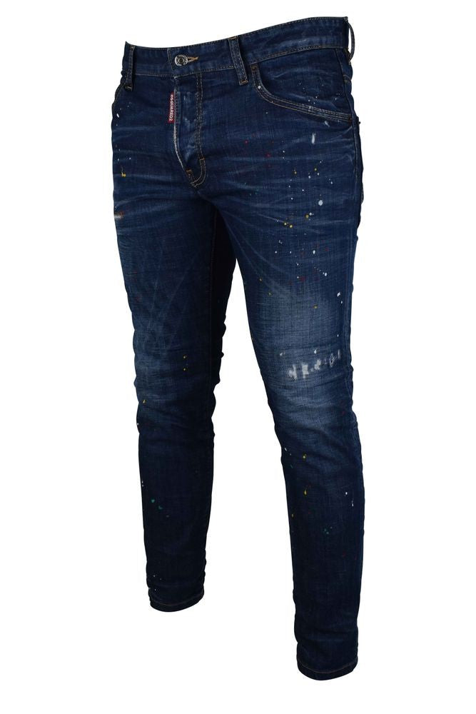 Dsquared2 Distressed Blue Cotton Skater Jeans