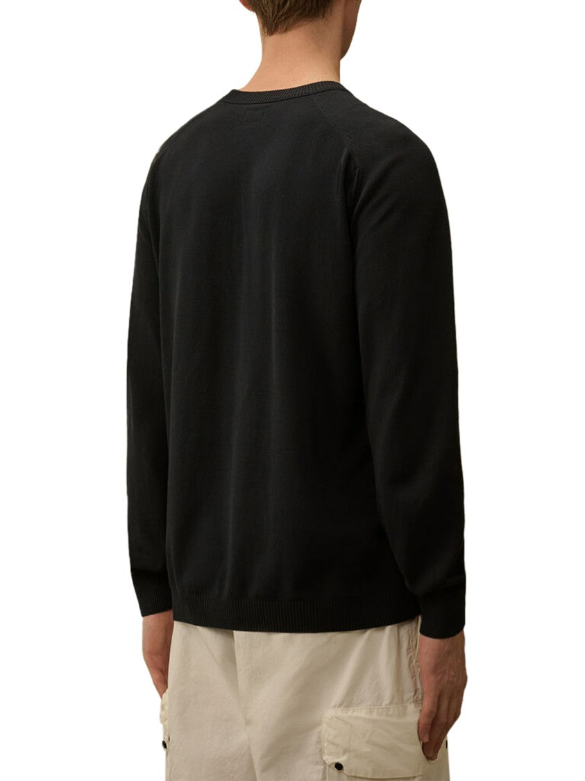 C.P. Company Cotton Crepe Crewneck Sweater With Unique Lens Detail