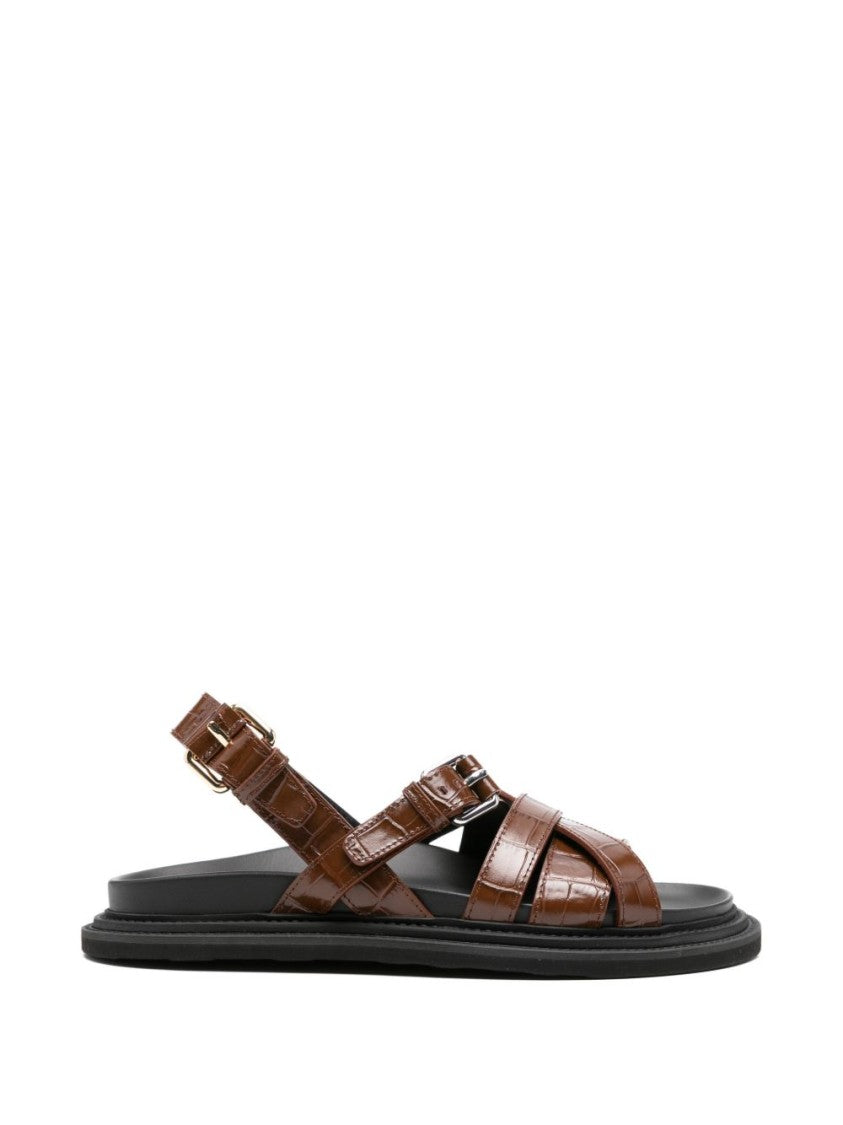 Moschino Brown Buckled Strap Flat Sole Sandals