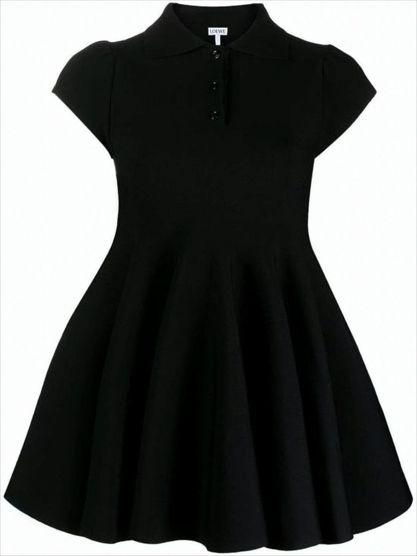 Loewe Flared Mini Dress With Classic Polo Collar