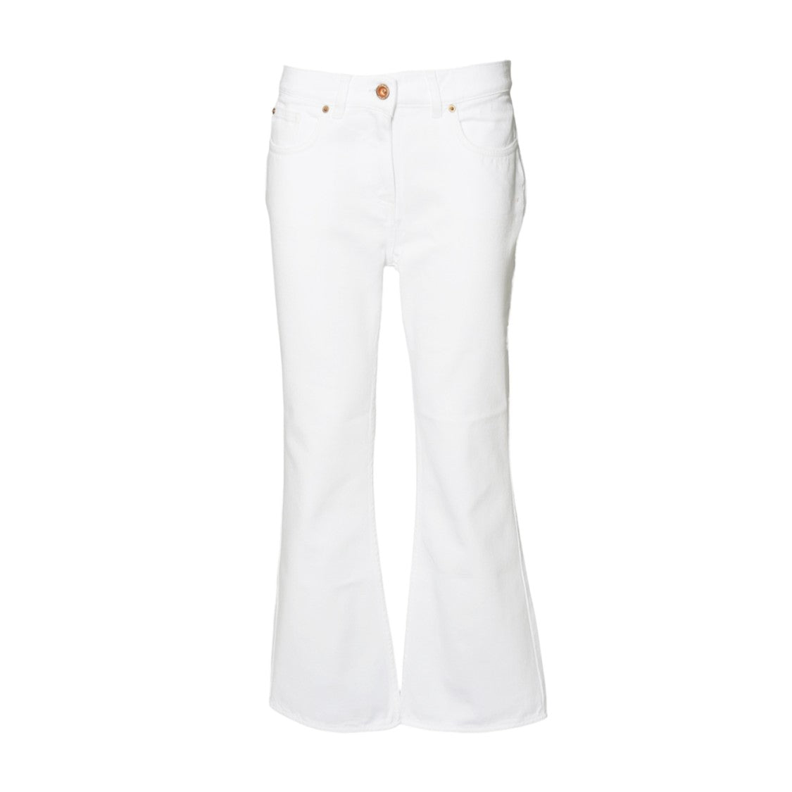 Aspesi White Cotton Denim Straight Trousers
