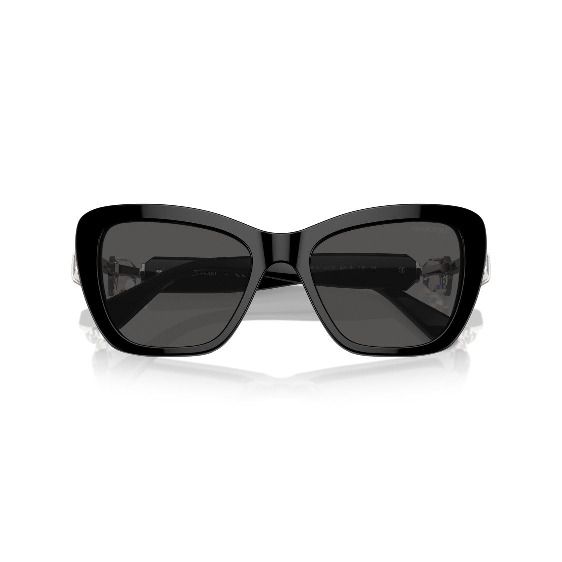 Swarovski 0Sk6018 Oversized Black Cat-Eye Sunglasses With Crystal Embellishments