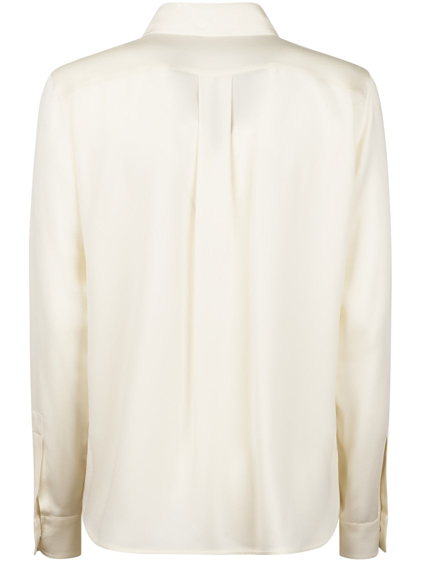 Max Mara Smooth Silky Ivory Shirt With Classic Collar