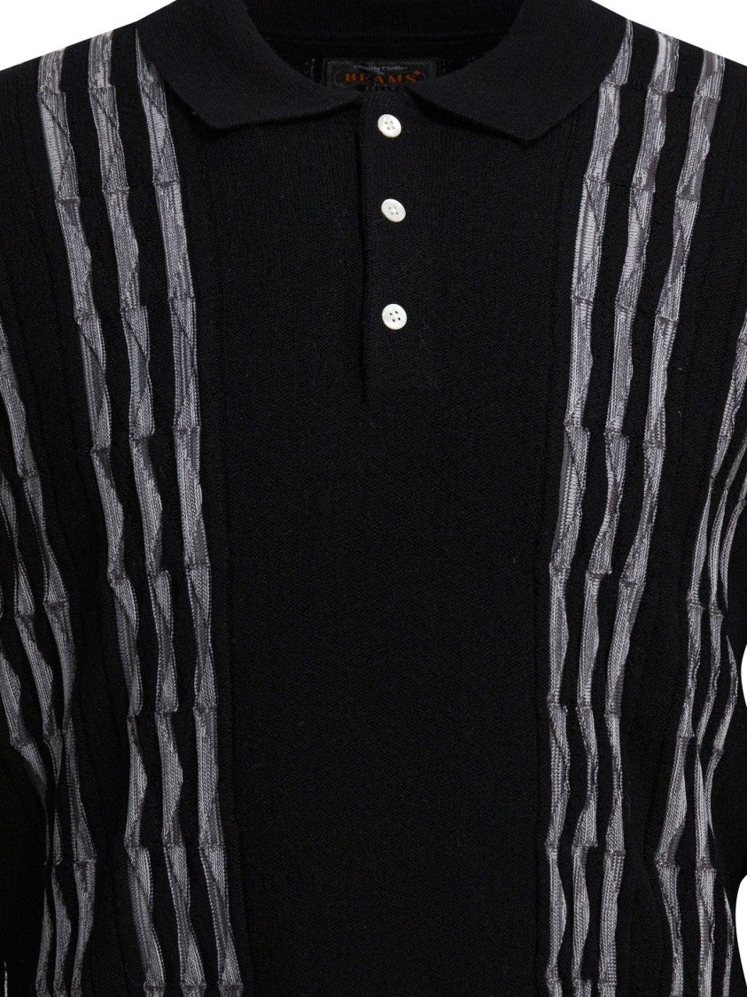 Beams Plus Textured Wool-Blend Knitwear With Classic Polo Collar