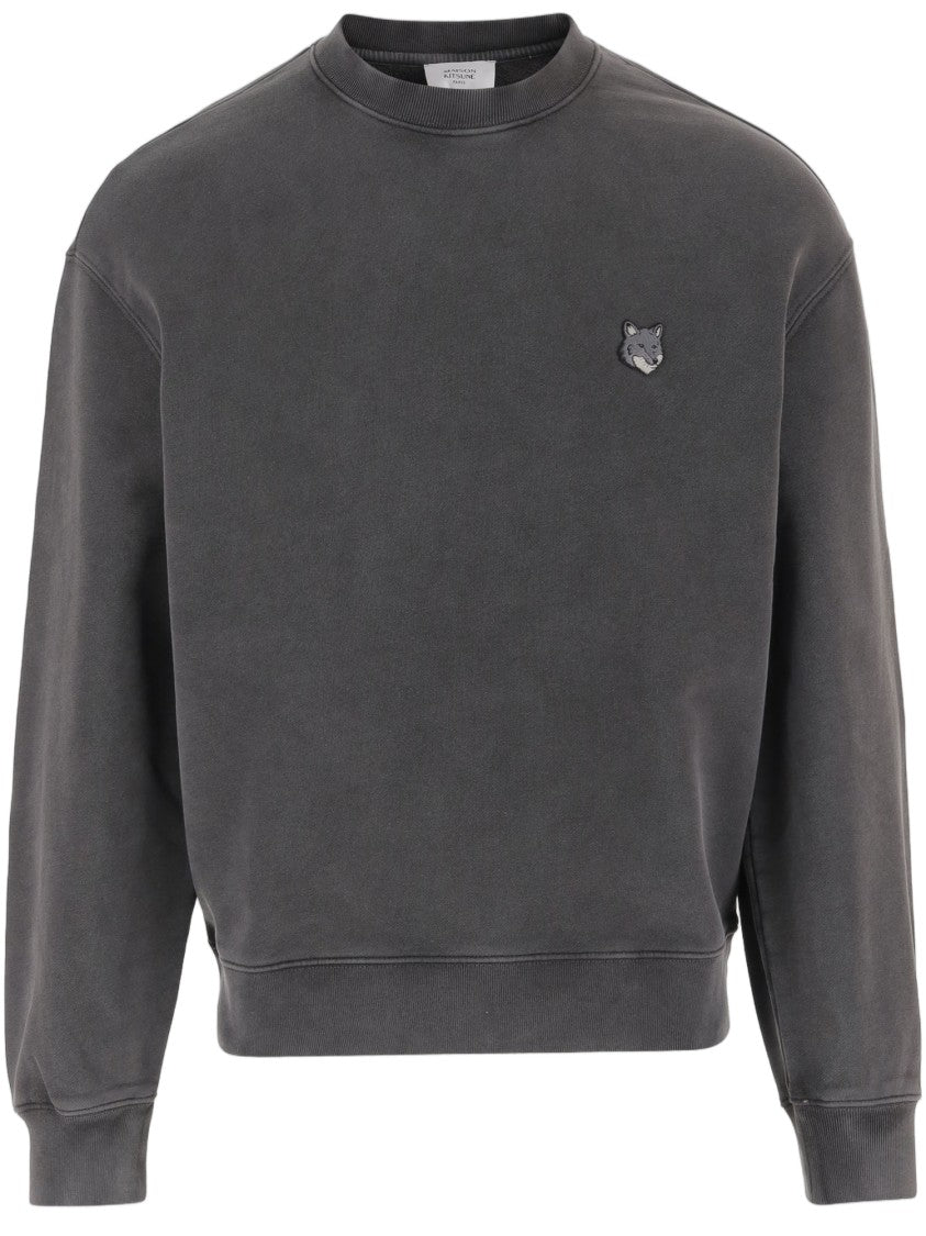 Maison Kitsuné Crew Neck Cotton Sweatshirt With Embroidered Fox Logo