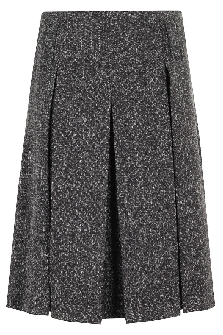 Seventy Pleated Midi Skirt In Textured Grey Fabric