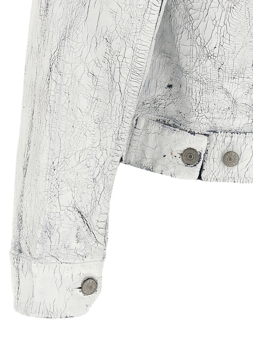 Mm6 By Maison Margiela Craqulé Effect Cotton Denim Jacket