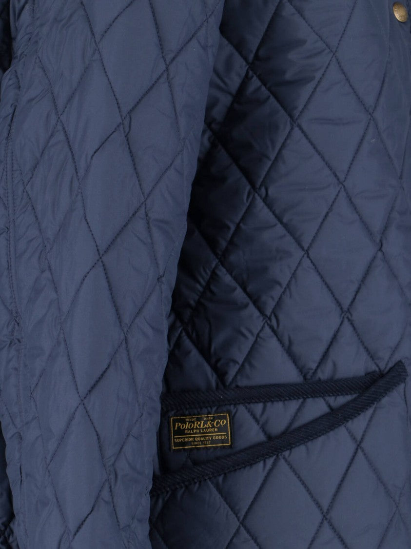 Polo Ralph Lauren Blue Quilted Velvet Collar Recycled Jacket