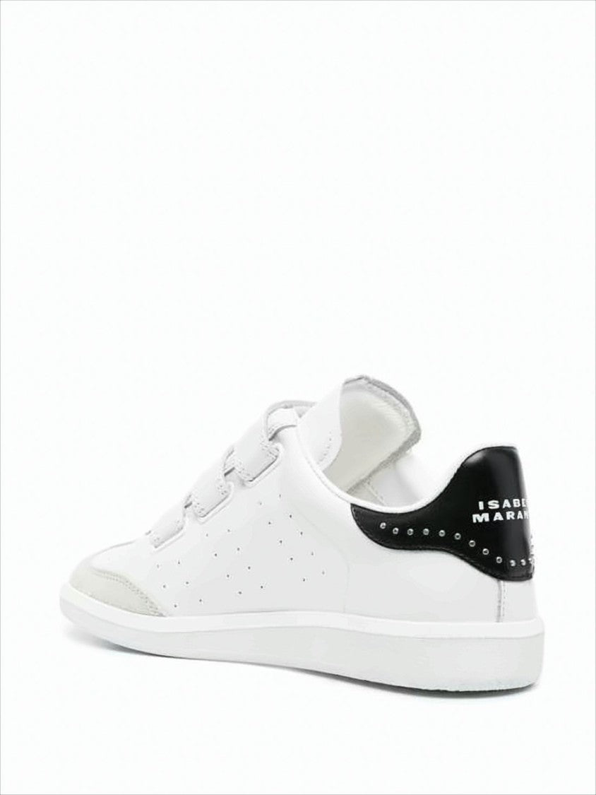 Isabel Marant Perforated White Leather Sneakers With Velcro Straps